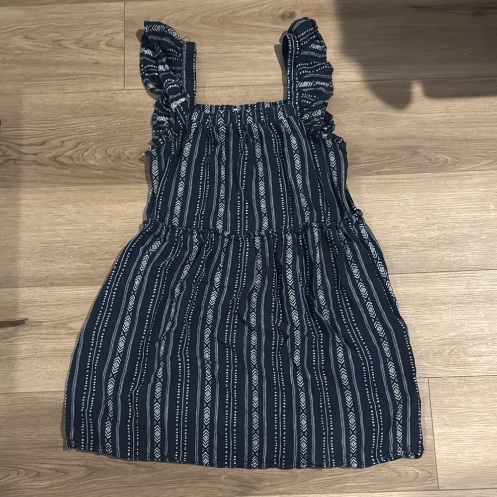 Navy Blue Striped House Dress